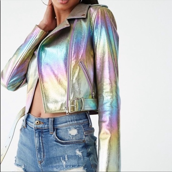 Forever 21 Jackets & Blazers - Forever 21 Unicorn Iridescent Moto Jacket - Small